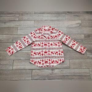Hanna Andersson adult unisex men' women' 100% cotton reindeer flannel pajama top